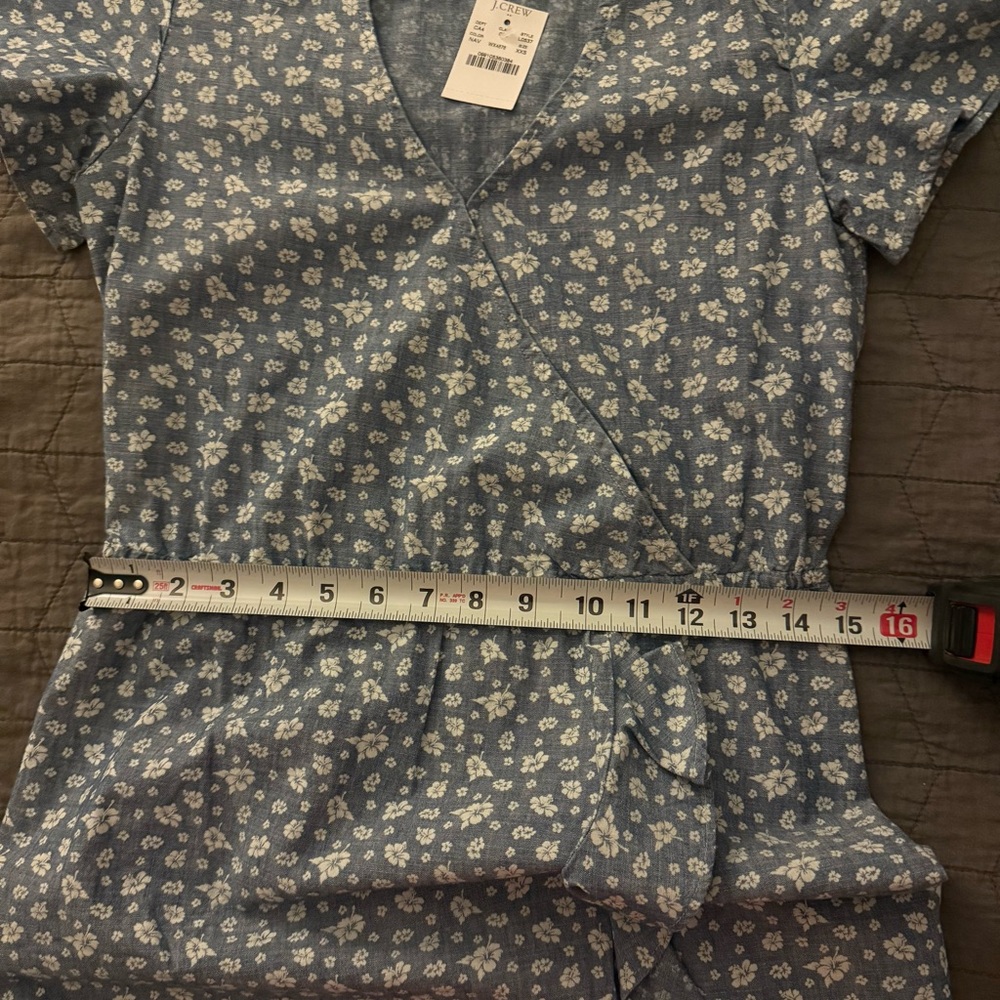 J. Crew Blue Chambray 100% Cotton Faux Wrap Dress size XXS - Picture 15 of 16